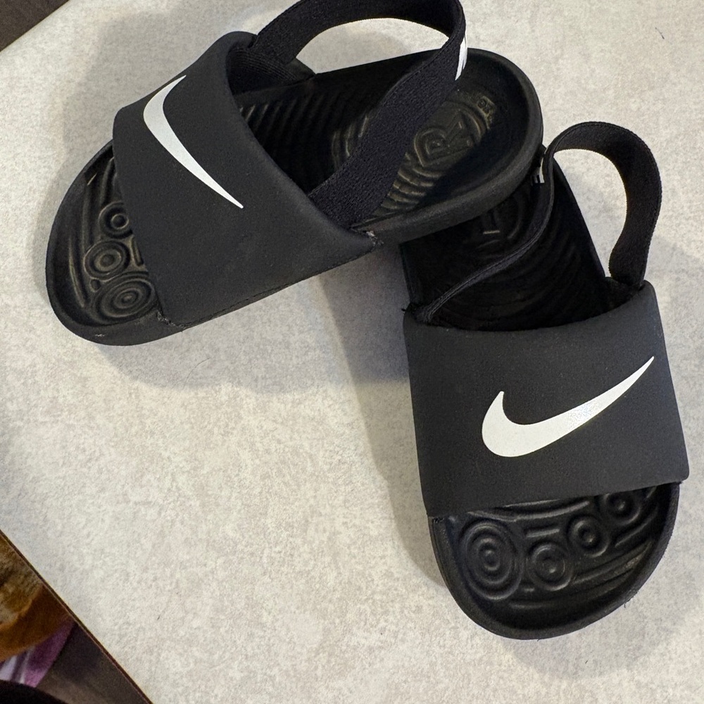 Nike Kids Black and White Slide Sandals